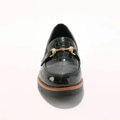 Mocassins à mors semelle compensée - effet croco verni