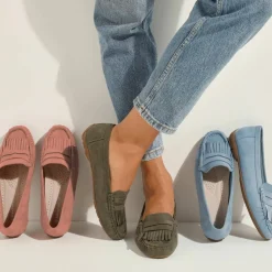 Mocassins souples textile microfibre