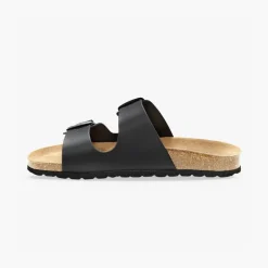 Mules anatomiques cuir à boucles - noir