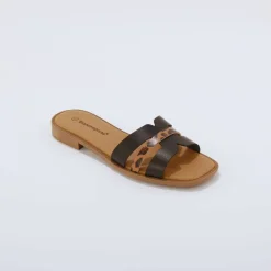 Mules à bandes fantaisie croisées