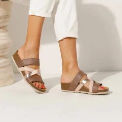 Mules brides scratchées