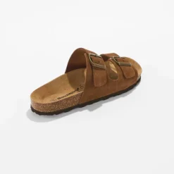 Mules cuir à boucles réglables - marron