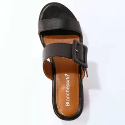 Mules en cuir à talon