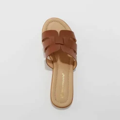 Mules plates bandes croisées