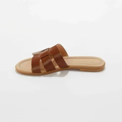 Mules plates bandes croisées