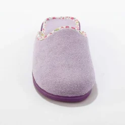 Mules plates souples biais fleuri