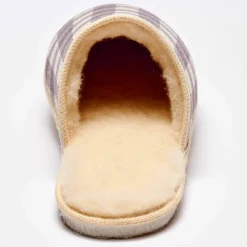Mules silencieuses carreaux fourrées laine