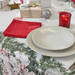 Nappe antitache imprimé couronne de Noël