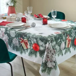 Nappe antitache imprimé couronne de Noël