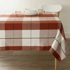 Nappe carreaux coton lin tissé teint