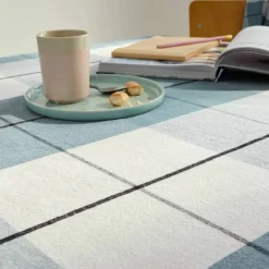 Nappe carreaux coton lin tissé teint