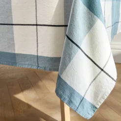 Nappe carreaux coton lin tissé teint