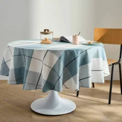 Nappe carreaux coton lin tissé teint