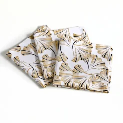 Nappe coton, imprimée métallisé gingko