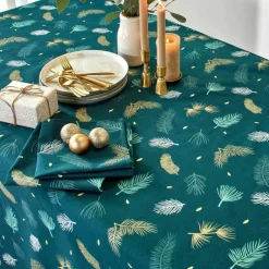 Nappe imprimée feuillage doré