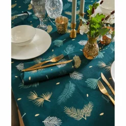 Nappe imprimée feuillage doré