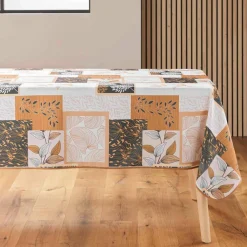 Nappe imprimé patchwork feuilles entretien facile