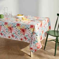 Nappe toile cirée imprimé fleurs hibiscus