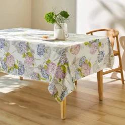 Nappe toile cirée imprimé hortensias