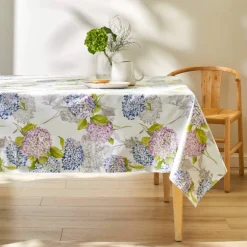 Nappe toile cirée imprimé hortensias
