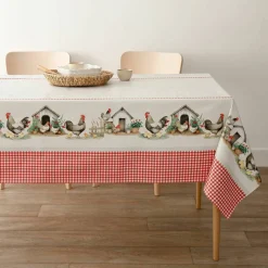 Nappe toile cirée motif poules