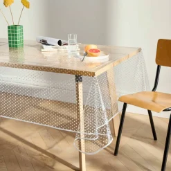Nappe toile cirée translucide imprimé pois blanc