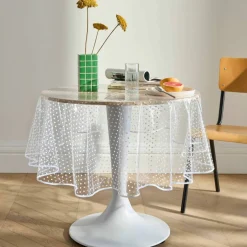 Nappe toile cirée translucide imprimé pois blanc