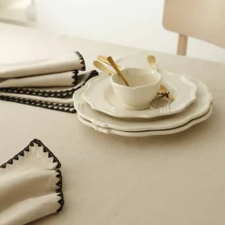 Nappe unie coton finition fantaisie