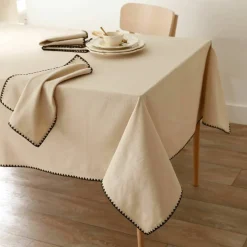 Nappe unie coton finition fantaisie