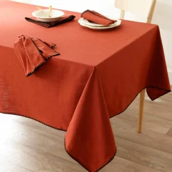 Nappe unie coton finition fantaisie