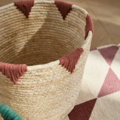 Panier bicolore rond maïs - lot de 2