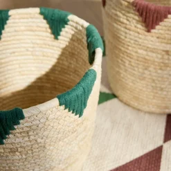 Panier bicolore rond maïs - lot de 2
