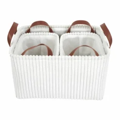 Panier de rangement tissu côtelé - lot de 3