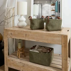 Panier de rangement tissu côtelé - lot de 3