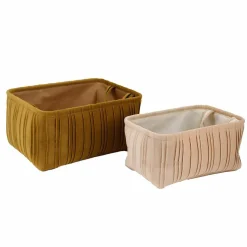 Paniers de rangement en velours plissé - lot de 2