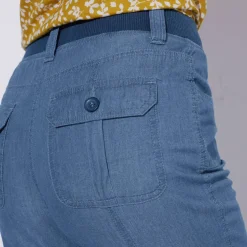 Pantacourt denim ceinture maille
