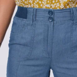Pantacourt denim ceinture maille