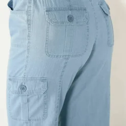 Pantacourt denim ceinture maille