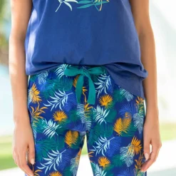 Pantacourt de pyjama en coton - imprimé tropical