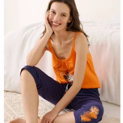 Pantacourt de pyjama en coton - uni tropical