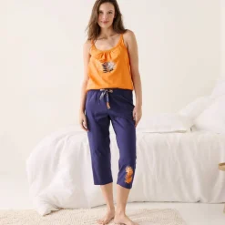 Pantacourt de pyjama en coton - uni tropical