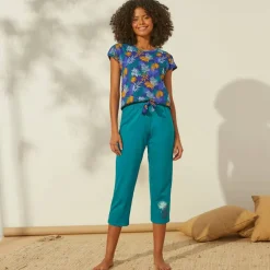 Pantacourt de pyjama en coton - uni tropical
