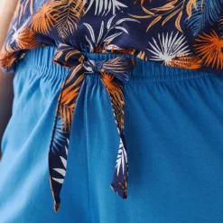 Pantacourt de pyjama en coton - uni tropical