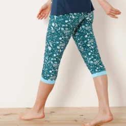 Pantacourt de pyjama – fleuri émeraude