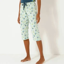Pantacourt de pyjama imprimé fleuri