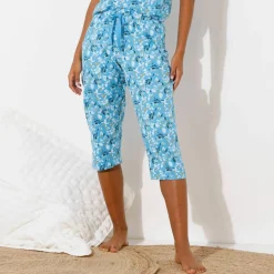 Pantacourt de pyjama imprimé fleuri