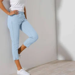 Pantacourt jean taille élastiquée