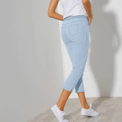 Pantacourt jean taille élastiquée