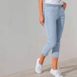 Pantacourt jean taille élastiquée