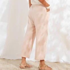 Pantacourt large, viscose et lin